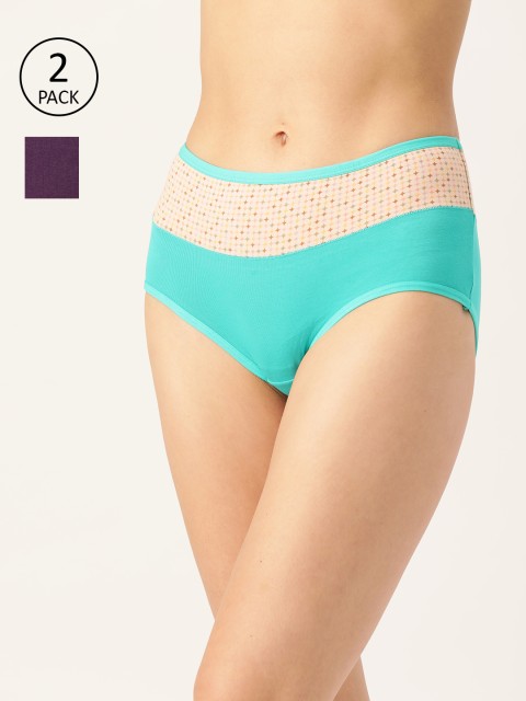 

Leading Lady Women Pack of 2 Mid-Rise Hipster Briefs L-137-2, Turquoise blue
