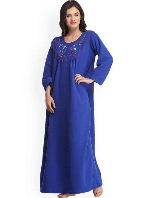 

Clovia Blue Fleece Maxi Nightdress NS0573P08O