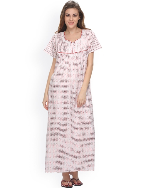 

Clovia White Printed Maxi Nightdress NS0589P04O