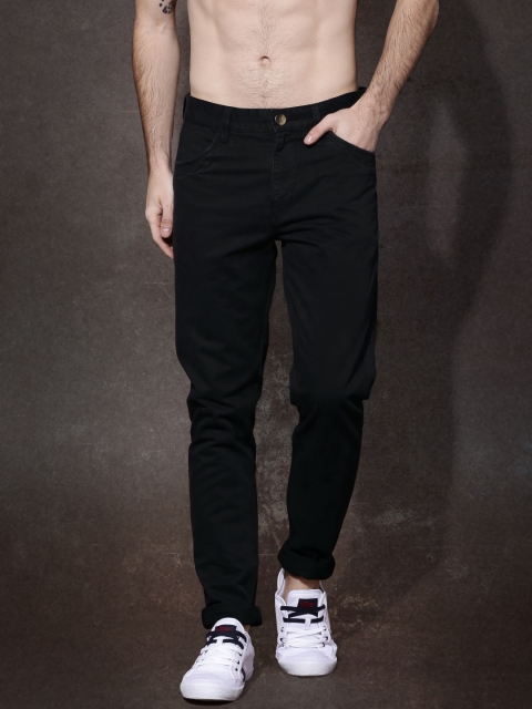 

Roadster Men Black Solid Flat-Front Trousers
