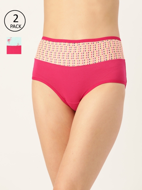 

Leading Lady Women Pack of 2 High-Rise Printed Hipster Briefs L-144-2, Pink