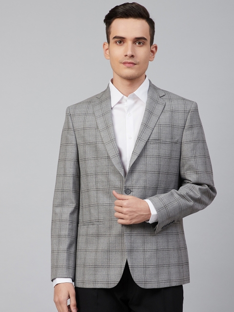 

Marks & Spencer Men Grey & Black Checked Single-Breasted Regular Fit Formal Blazer