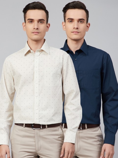 

Marks & Spencer Men Pack of 2 Regular Fit Formal Shirt, Cream