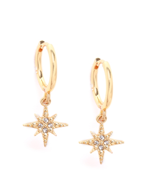 

Forever New 9K Gold-Plated Stone Studded Circular Hypoallergenic Huggie Hoop Earrings