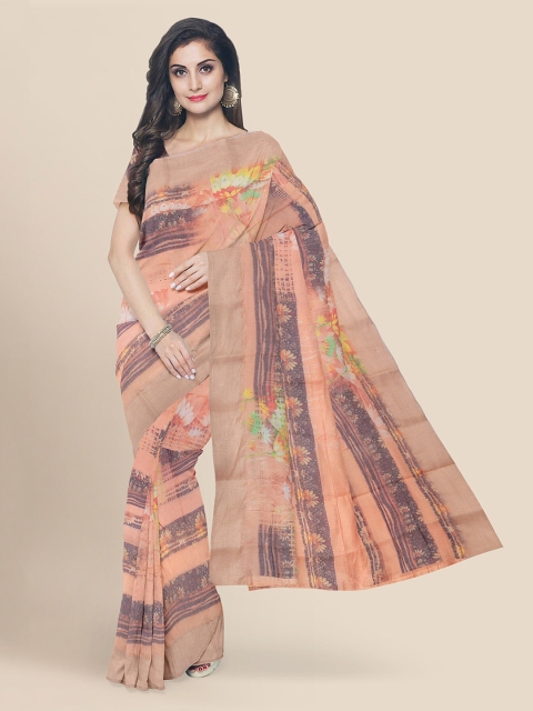

KLM Fashion Mall Peach-Coloured Cotton Blend Printed Banarasi Saree