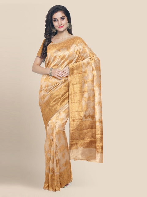 

KLM Fashion Mall Gold-Toned Silk Cotton Woven Design Banarasi Saree