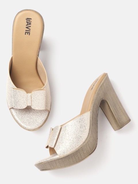 

Lavie Women Gold-Toned Metallic Textured Block Heels