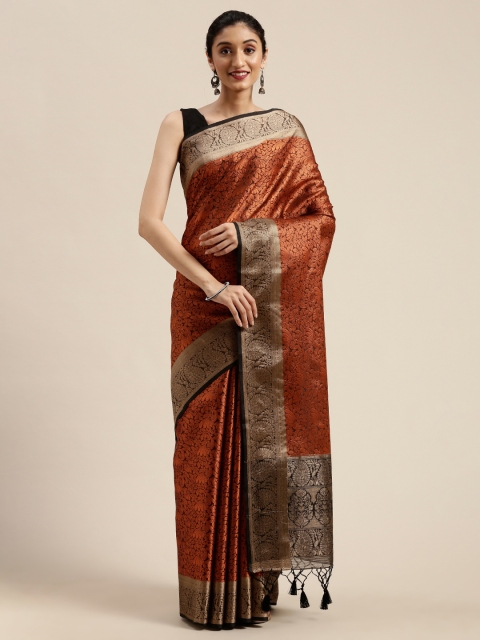 

MIMOSA Orange Art Silk Woven Design Banarasi Saree