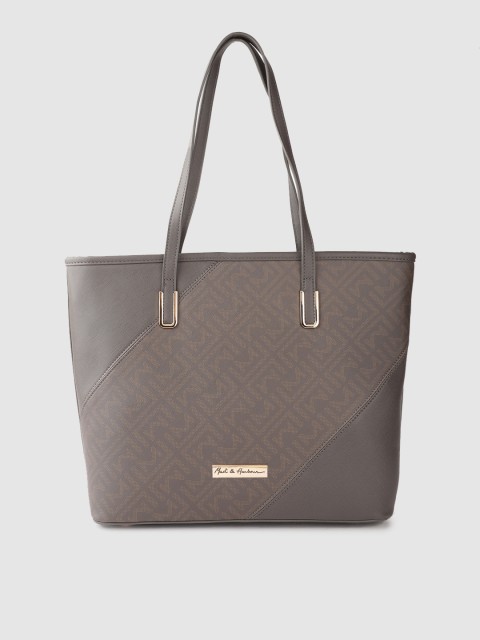 

Mast & Harbour Women Charcoal Grey Typography Print Structured Shoulder Bag