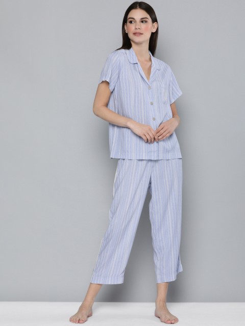 

Chemistry Women Blue Striped Night Suit