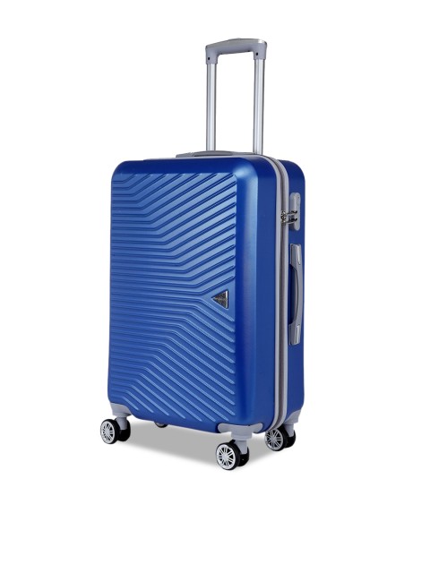 

Teakwood Leathers Unisex Blue Textured Hard-Sided Large Trolley Suitcase