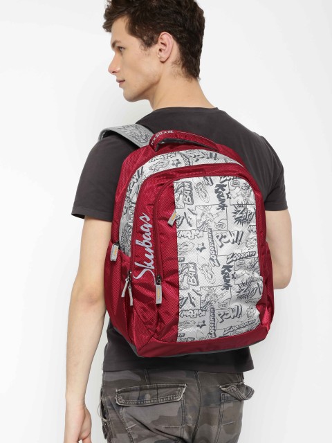 

Skybags Unisex Maroon & Grey Printed Footloose Helix 02 Backpack