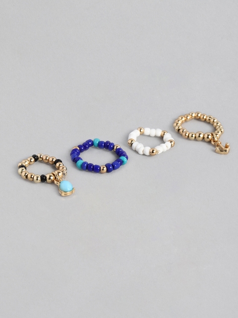 

Accessorize Women Set of 4 Charmy Stretch Rings, Multi
