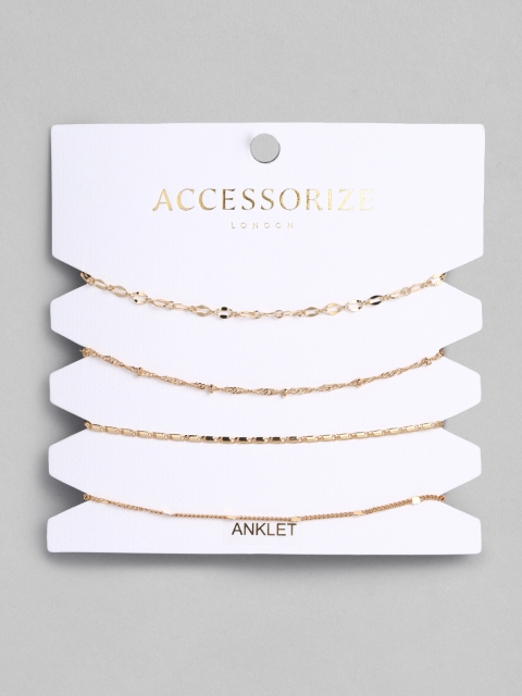 

Accessorize Women Set Of 4 Gold-Toned Anklets