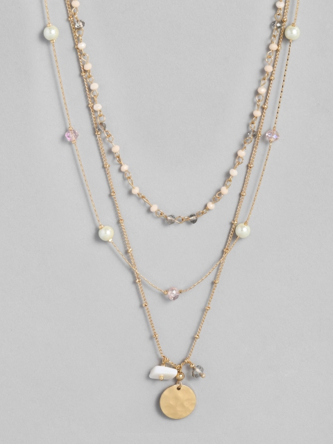 

Accessorize Gold-Toned & Pink Beaded Layered Necklace