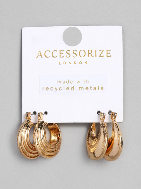 

Accessorize Set of 2 Gold-Toned Chunky Boutique Circular Hoop Earrings
