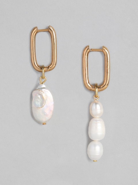 

Accessorize White & Gold-Toned Organic Real Pearl Irregular Mismatched Drop Earrings