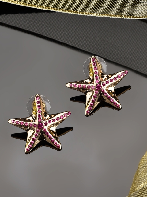 

Accessorize Pink & Gold-Toned Crystals Studded Island Vibe DFG Sabrina Starfish Studs