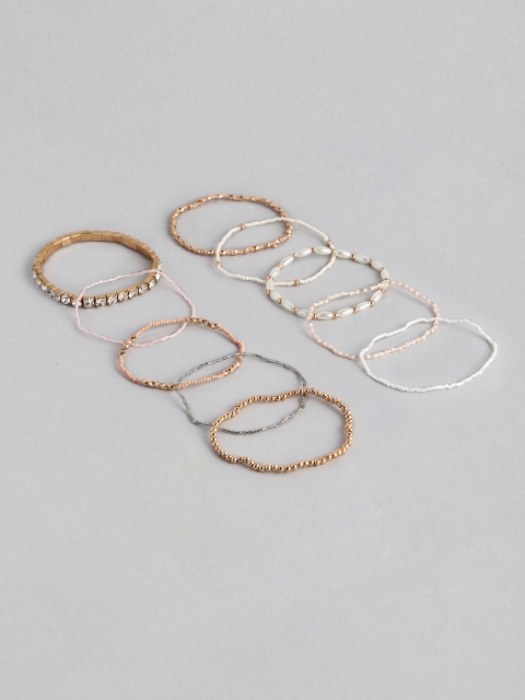 

Accessorize Set Of 10 Elasticated Bracelets, Gold