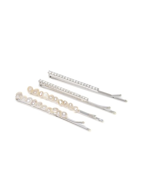 

Accessorize Women Set of 4 Embellished Freshwater Pearl Bobby Pins, Silver
