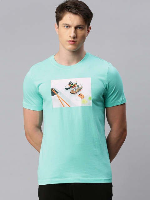 

Nike Men Sea Green FOOD SHOESHI Printed Round Neck Pure Cotton T-shirt
