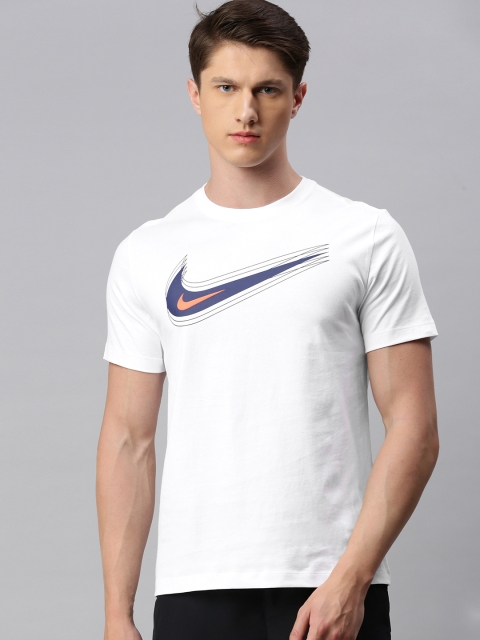

Nike Men White Printed Round Neck SWOOSH 12 T-shirt