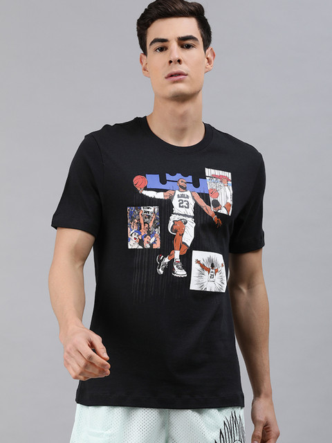 

Nike Men Black Printed Round Neck T-shirt
