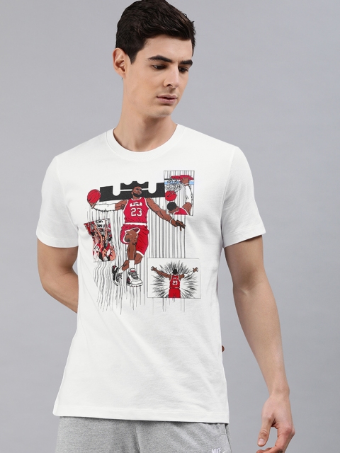

Nike Men White Printed Round Neck T-shirt