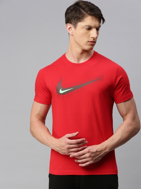 

Nike Men Red Printed SWOOSH 12 Round Neck T-shirt