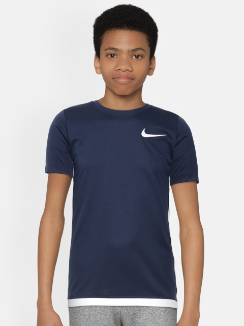 

Nike Boys Navy Blue Solid Dri-FIT Round Neck Training T-shirt