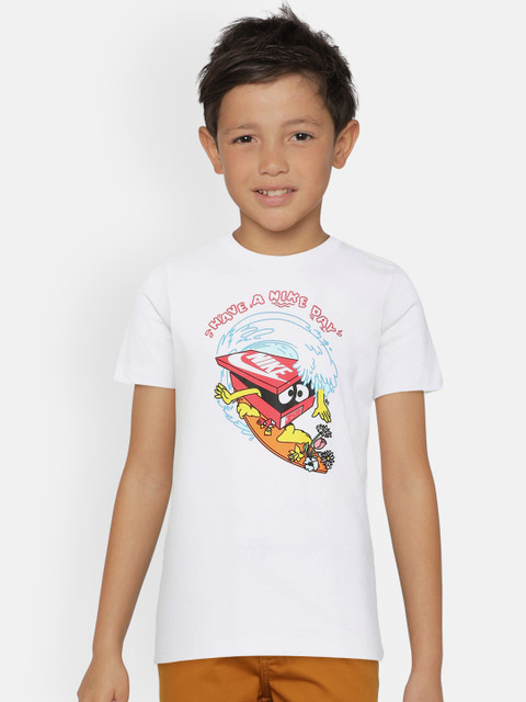 

Nike Kids White NSW Printed Round Neck T-shirt