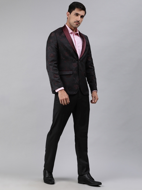 

Ethnix By Raymond Men Maroon & Black Tailored Fit Single-Breasted Two-Piece Suits