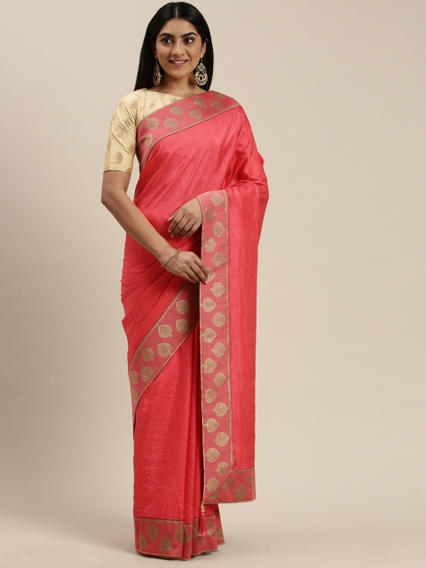 

Indian Women Pink Solid Silk Blend Saree