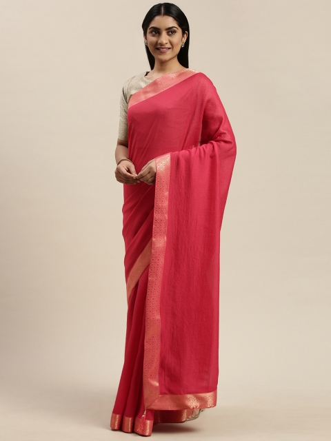 

Indian Women Pink Embellished Silk Blend Saree