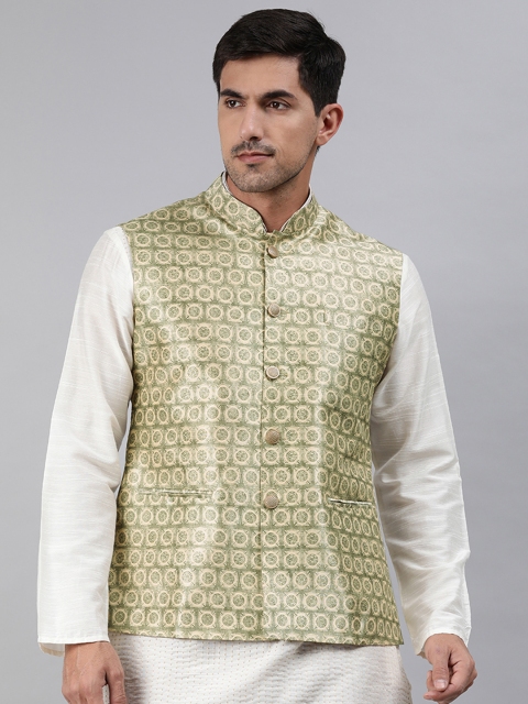 

Ethnix by Raymond Men Green Printed Nehru Jacket
