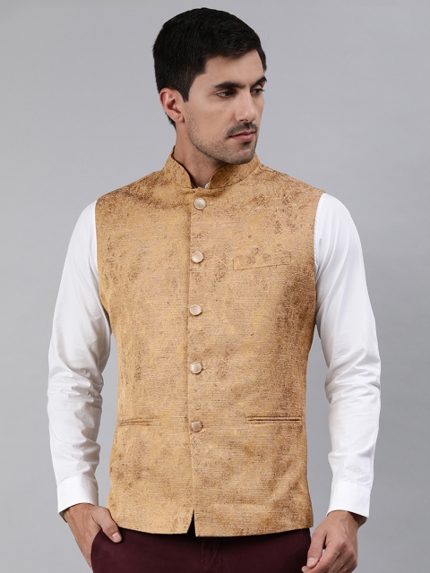 

Ethnix by Raymond Men Brown Woven Design Nehru Jacket