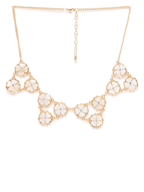 

Carlton London White Gold-Plated Mother of Pearl Effect Floral Handcrafted Necklace