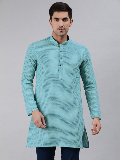 

Ethnix By Raymond Men Turquoise Blue Self-Design Kurta