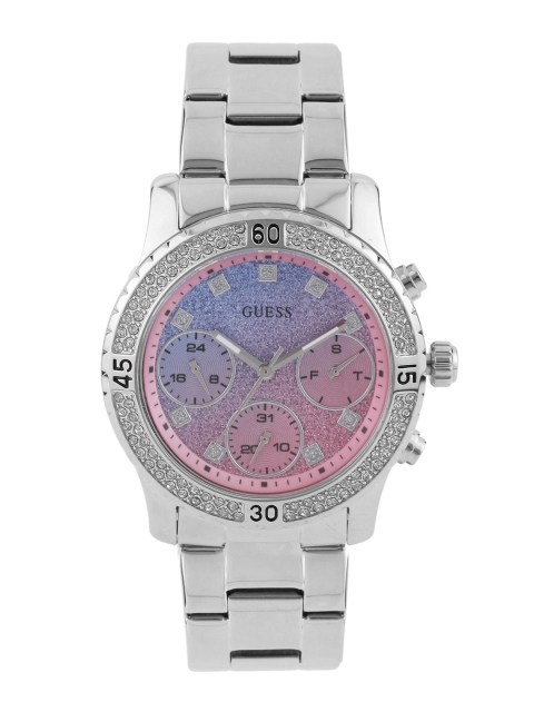

GUESS Women Pink & Blue Shimmer Dial Watch W0774L1
