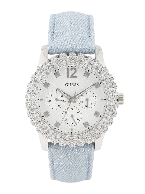 

GUESS Women Silver-Toned Stone-Studded Dial Watch W0336L7