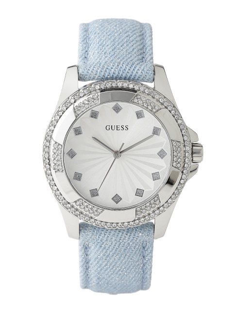 

GUESS Women Silver-Toned Stone-Studded Dial Watch W0703L3