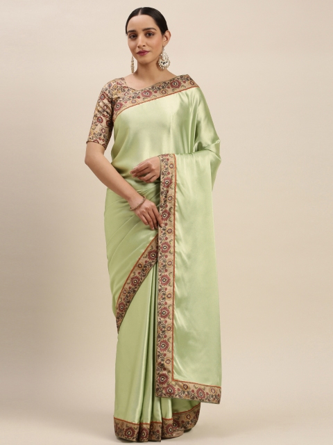 

Mitera Sea Green Solid Pure Crepe Saree