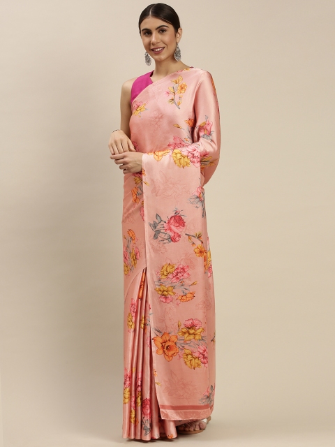 

Mitera Peach-Coloured & Multicoloured Printed Saree