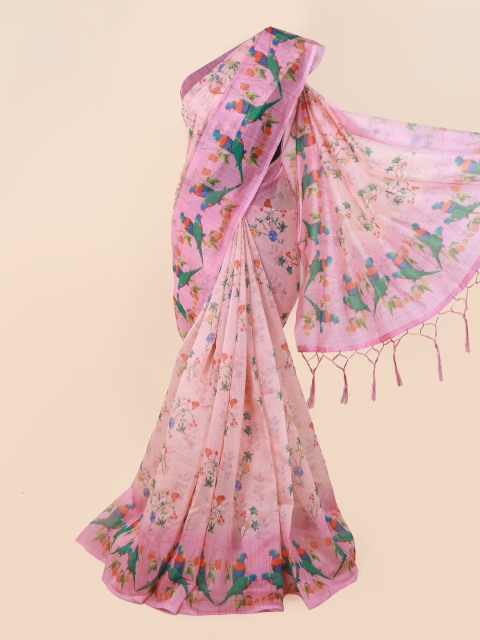 

Pothys Pink Printed Cotton Blend Saree