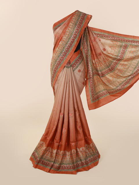

Pothys Orange Printed Jute Cotton Saree