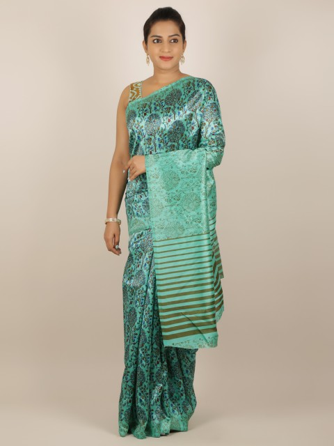 

Pothys Green Printed Jute Silk Saree
