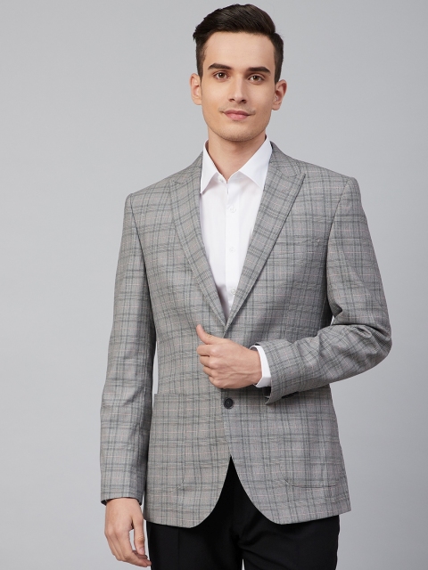 

Marks & Spencer Men Grey & Black Checked Single-Breasted Slim Fit Formal Blazer