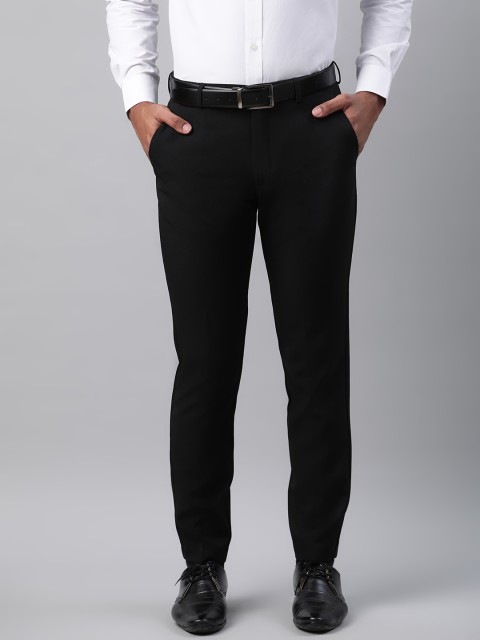 

Marks & Spencer Men Black Slim Fit Solid Formal Trousers