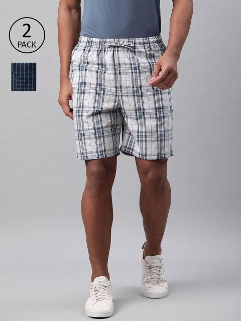 

Marks & Spencer Men Pack Of 2 Checked Regular Fit Pure Cotton Shorts, White