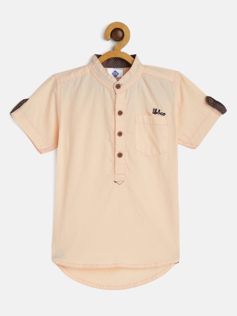 

Tonyboy Boys Peach-coloured Solid Pure Cotton Kurta